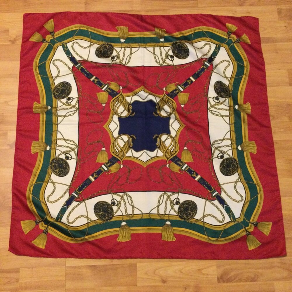 Unbranded Equestrian Inspired Womens Scarf Red Green Gold Old Money Dressy